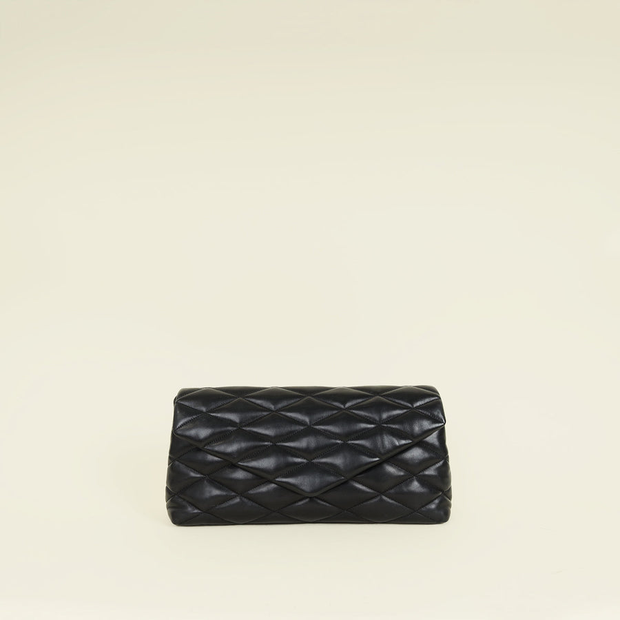 YSL Black Sade Envelope Quilted Large Clutch