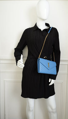 YSL Blue Cassandre Classic Wallet On Chain