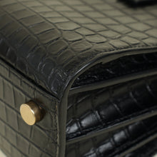 YSL Black Croco Embossed Sac De Jour Nano Bag