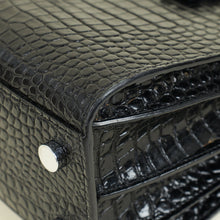 YSL Black Sac De Jour Crocodile Embossed Nano Bag