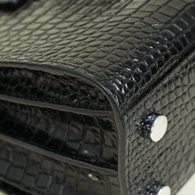 YSL Black Sac De Jour Crocodile Embossed Nano Bag