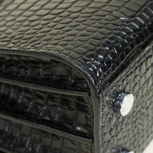 YSL Black Sac De Jour Crocodile Embossed Nano Bag