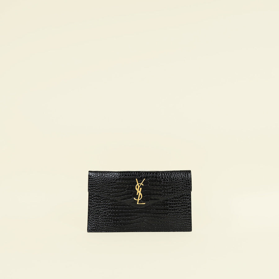 YSL Croco Embossed Uptown Clutch