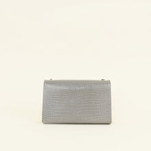 YSL Grey Kate Tassel Croco Embossed Medium Shoulder Bag