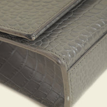 YSL Grey Kate Tassel Croco Embossed Medium Shoulder Bag