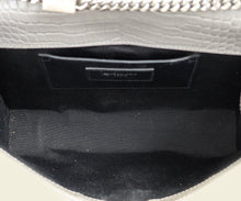 YSL Grey Kate Tassel Croco Embossed Medium Shoulder Bag