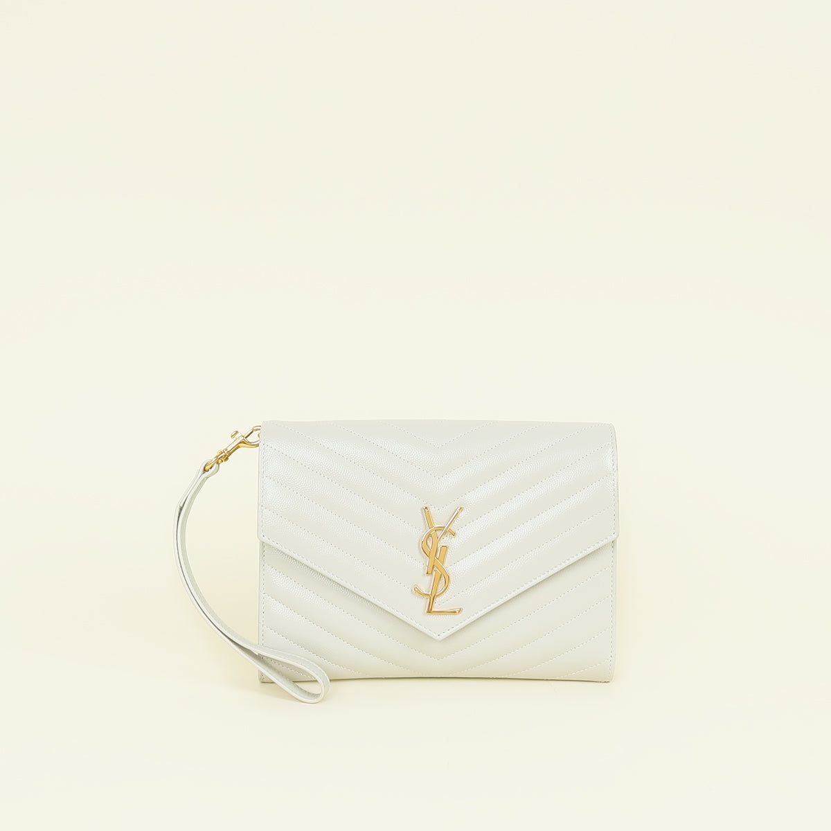 YSL Vintage Blanc Cassandre Flap Pouch