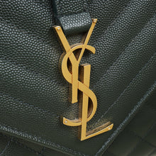 YSL Dark Green Mix Quilt Envelope Chain Medium Shoulder Bag