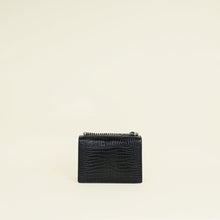 YSL Black Sunset Croco Embossed Medium Shoulder Bag