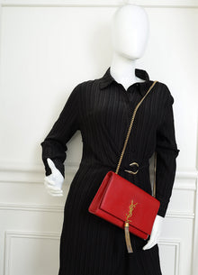 YSL Red Kate Tassel Medium Shoulder Bag
