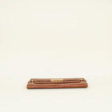YSL Brown Croco Embossed Manhattan Clutch