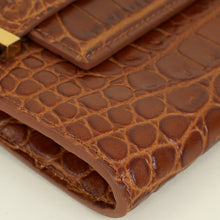 YSL Brown Croco Embossed Manhattan Clutch