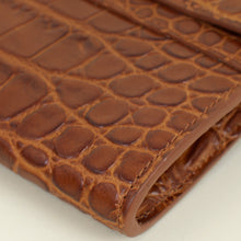 YSL Brown Croco Embossed Manhattan Clutch