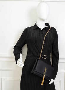 YSL BlackMonogram Kate Tassel Shoulder Bag
