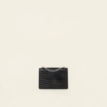 YSL Black Croco Embossed Sunset Wallet on Chain