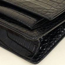 YSL Black Croco Embossed Sunset Wallet on Chain