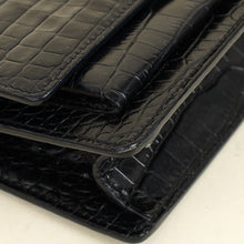 YSL Black Croco Embossed Sunset Wallet on Chain