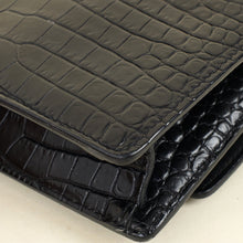 YSL Black Croco Embossed Sunset Wallet on Chain