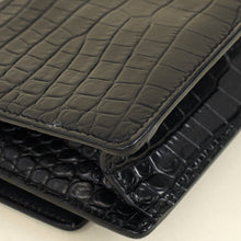 YSL Black Croco Embossed Sunset Wallet on Chain