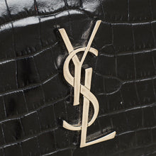 YSL Black Croco Embossed Sunset Wallet on Chain