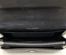 YSL Black Croco Embossed Sunset Wallet on Chain
