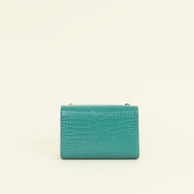 YSL Green Kate Tassel Croco Embossed Small Shoulder Bag
