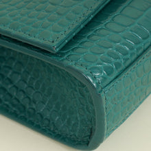 YSL Green Kate Tassel Croco Embossed Small Shoulder Bag