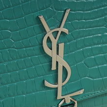 YSL Green Kate Tassel Croco Embossed Small Shoulder Bag