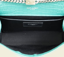 YSL Green Kate Tassel Croco Embossed Small Shoulder Bag