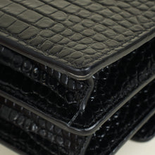 YSL Black Sunset Croco Embossed Medium Shoulder Bag