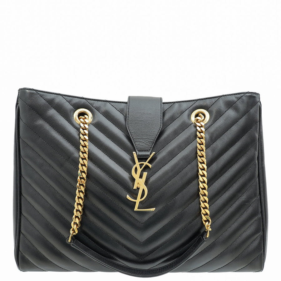 YSL Black Monogram Shopping Tote Large Bag