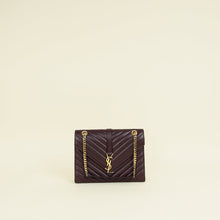 YSL Burgundy Chevron Satchel Flap Medium Shoulder Bag
