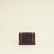 YSL Burgundy Chevron Satchel Flap Medium Shoulder Bag