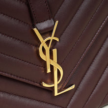 YSL Burgundy Chevron Satchel Flap Medium Shoulder Bag
