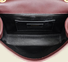YSL Burgundy Chevron Satchel Flap Medium Shoulder Bag