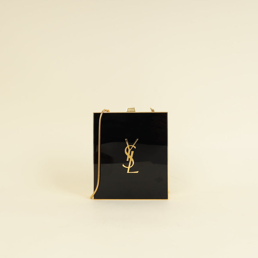 YSL Black Tuxedo Box Plexiglass Minaudiere Bag
