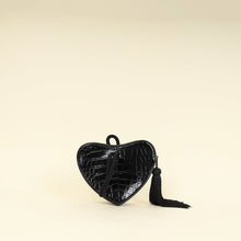 YSL Black Crocodile Embossed Heart Tassel Clutch