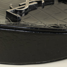 YSL Black Crocodile Embossed Heart Tassel Clutch