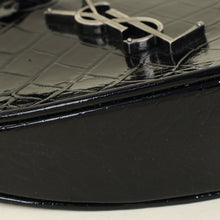 YSL Black Crocodile Embossed Heart Tassel Clutch