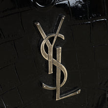 YSL Black Crocodile Embossed Heart Tassel Clutch