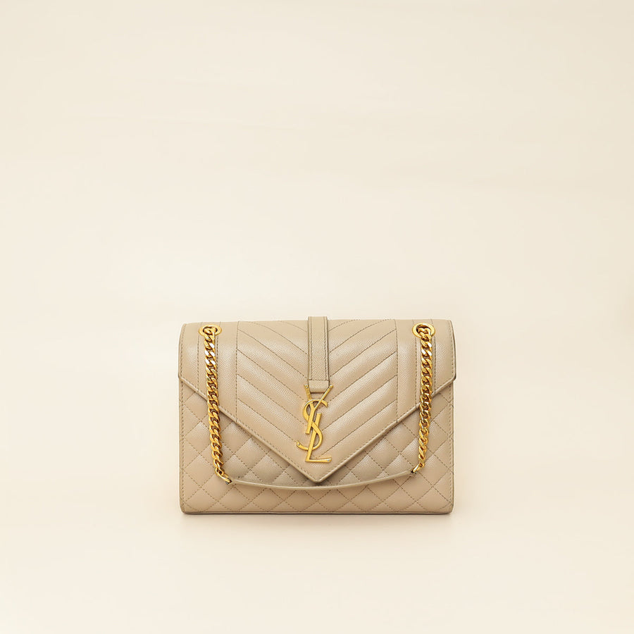 YSL Nude Mix Quilted Envelope Medium Shoulder Bag