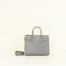 YSL Grey Nano Sac De Jour Croco Embossed Bag