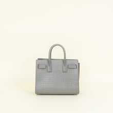 YSL Grey Nano Sac De Jour Croco Embossed Bag