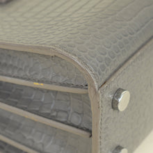 YSL Grey Nano Sac De Jour Croco Embossed Bag