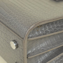 YSL Grey Nano Sac De Jour Croco Embossed Bag