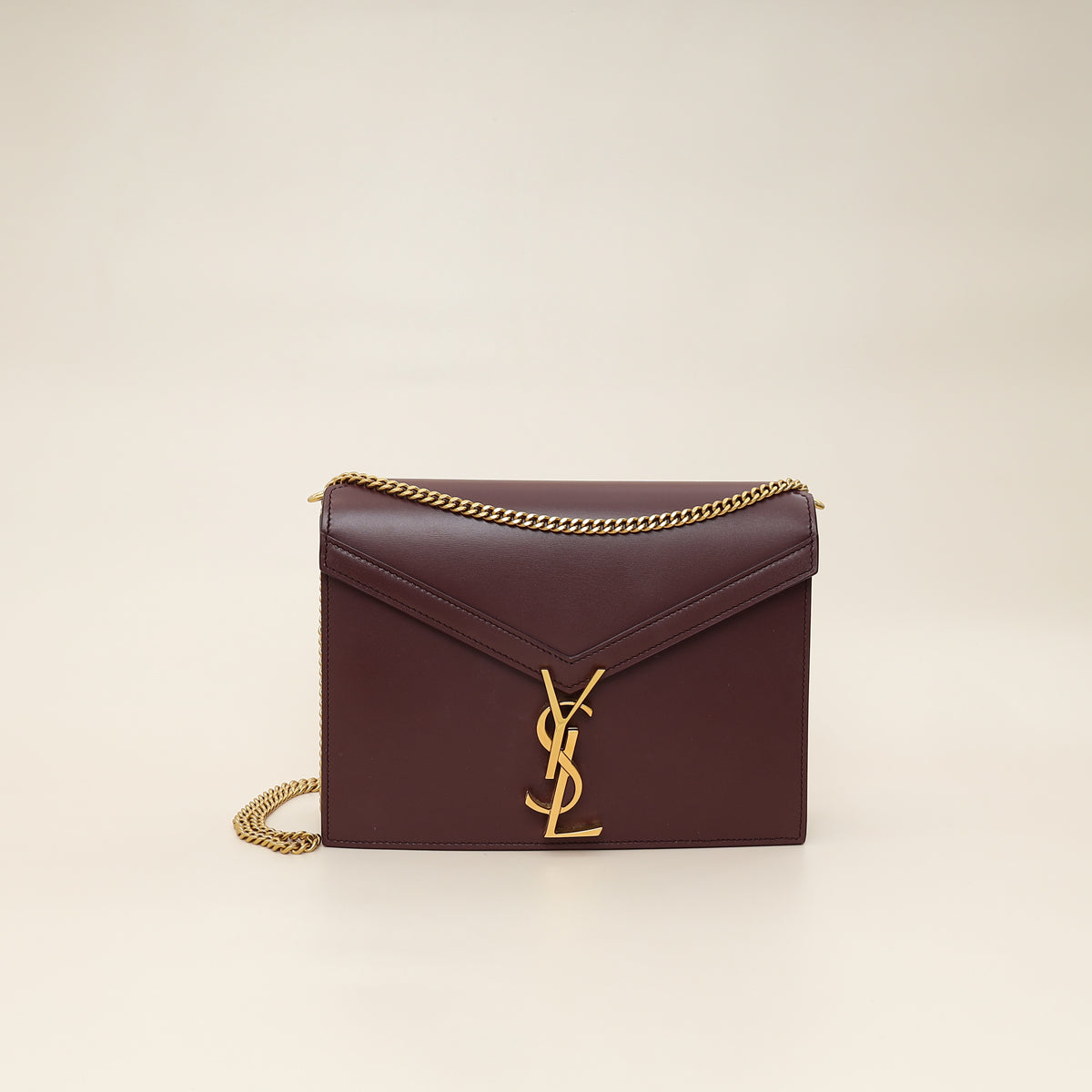 YSL Burgundy Cassandra Medium Flap Shoulder Bag