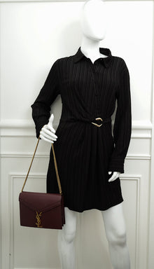 YSL Burgundy Cassandra Medium Flap Shoulder Bag