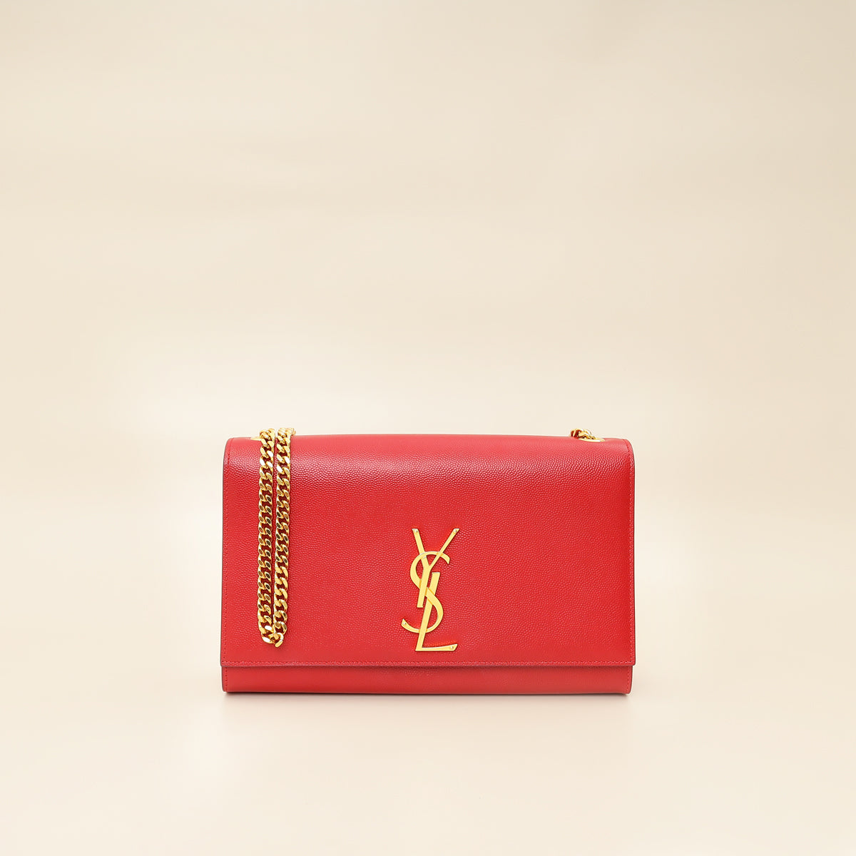 YSL Red Monogram Kate Medium Flap Shoulder Bag