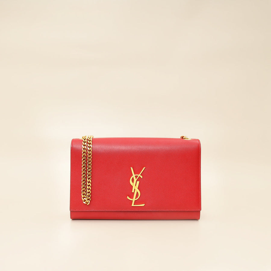 YSL Red Monogram Kate Medium Flap Shoulder Bag