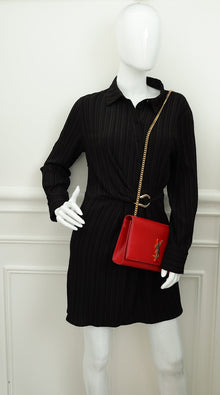 YSL Red Monogram Kate Medium Flap Shoulder Bag